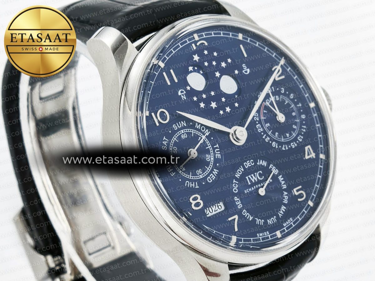 IWC Portugieser Perpetual Calendar SS 5033  Blue Dial on Black A52610 - Görsel 5