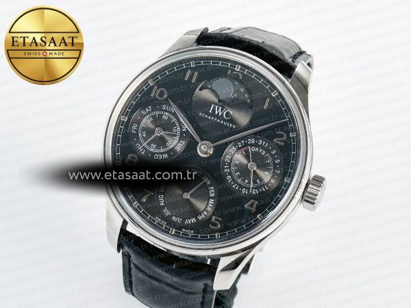 IWC Portugieser Perpetual Calendar SS 5033 Gray Dial on Black A52610