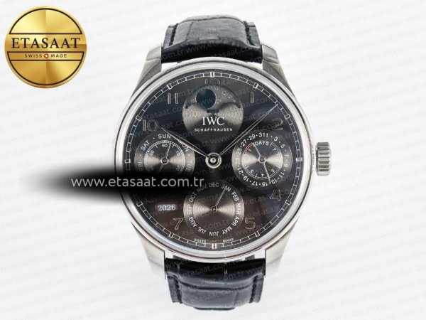 IWC Portugieser Daimi Takvim 5033 Gri Kadran A52610 Eta Saat - 1:1 Süper Klon Replika Saat