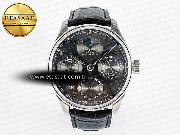 IWC Portugieser Daimi Takvim 5033 Gri Kadran A52610 Eta Saat - 1:1 Süper Klon Replika Saat