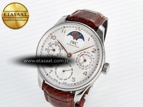 IWC Portugieser Perpetual Calendar SS 5033 White Dial on Brown A52610