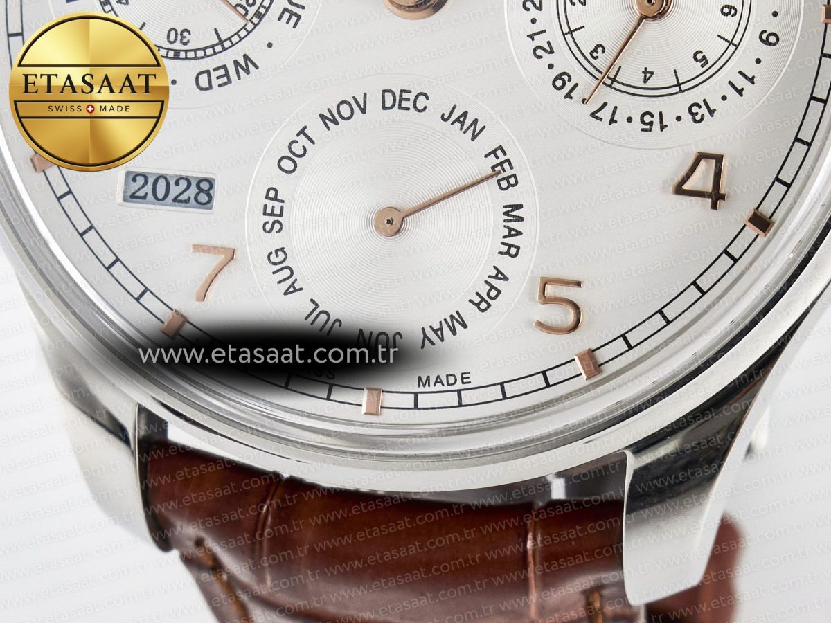 IWC Portugieser Perpetual Calendar SS 5033 White Dial on Brown A52610 - Görsel 11