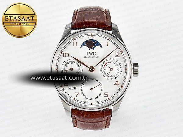 IWC Portugieser Daimi Takvim 5033 Beyaz Kadran A52610 Eta Saat - 1:1 Süper Klon Replika Saat