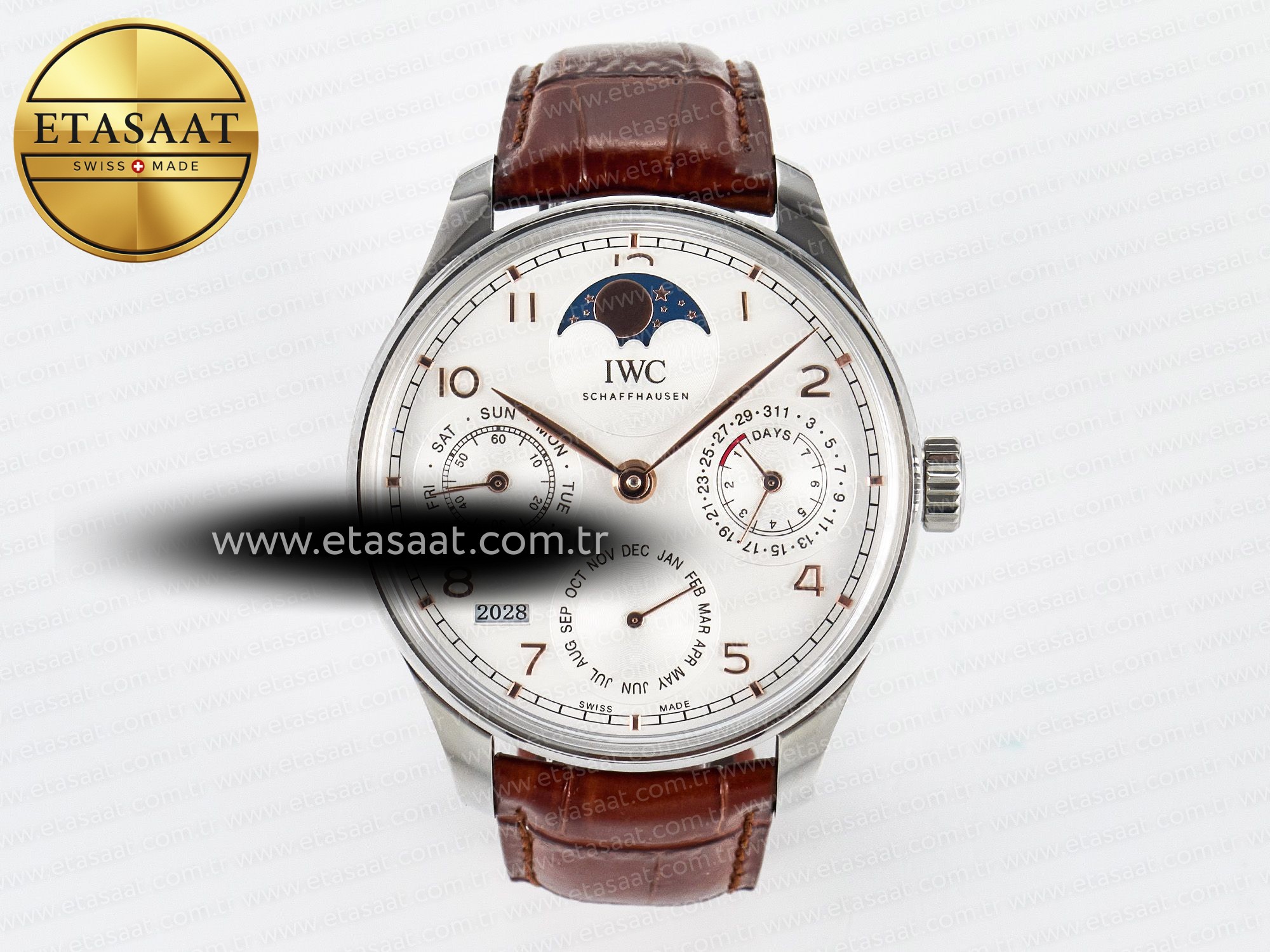 IWC Portugieser Daimi Takvim 5033 Beyaz Kadran A52610 Eta Saat - 1:1 Süper Klon Replika Saat IWC Portugieser Daimi Takvim 5033 Beyaz Kadran A52610 Eta Saat - 1:1 Süper Klon Replika Saat