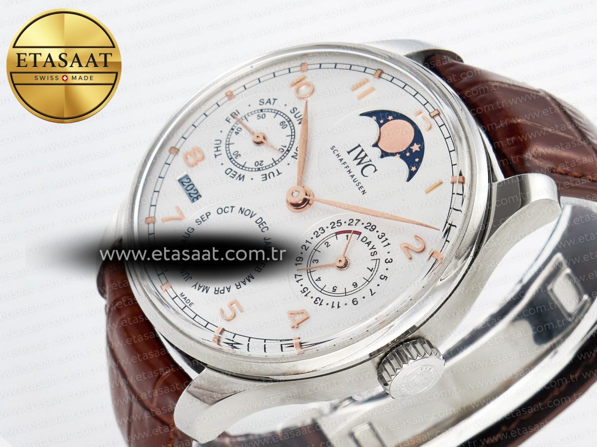 IWC Portugieser Perpetual Calendar SS 5033 White Dial on Brown A52610 - Görsel 5