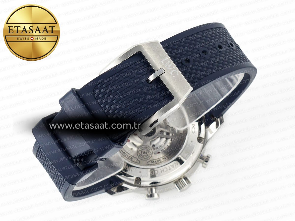 IWC Portuguese Chrono IW3716 Z+F 1:1 Best Edition Blue Dial on Blue Rubber Strap A69355 - Görsel 17