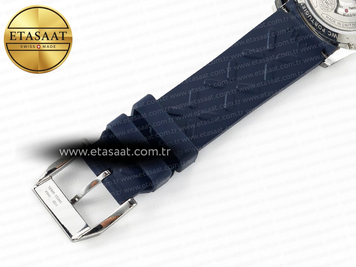 IWC Portuguese Chrono IW3716 Z+F 1:1 Best Edition Blue Dial on Blue Rubber Strap A69355 - Görsel 28