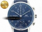IWC Portuguese Chrono IW3716 Z+F 1:1 Best Edition Blue Dial on Blue Rubber Strap A69355 - Görsel 7