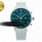 IWC Portuguese Kronograf IW3716 Yeşil Kadran Gri A69355 Eta Saat - Görsel 3 - 1:1 Süper Klon Saat