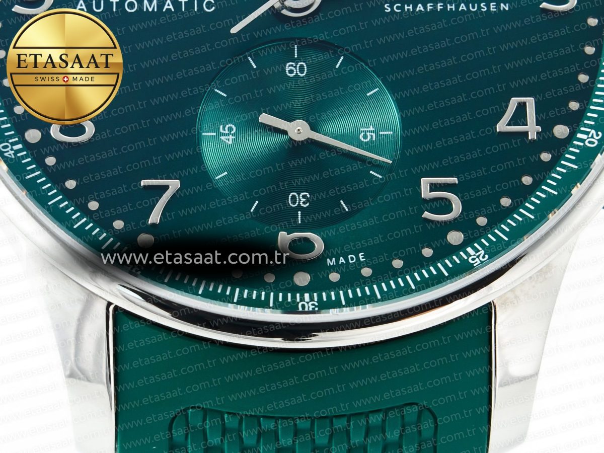 IWC Portuguese Chrono IW3716 Z+F 1:1 Best Edition Green Dial on Green Rubber Strap A69355 - Görsel 13