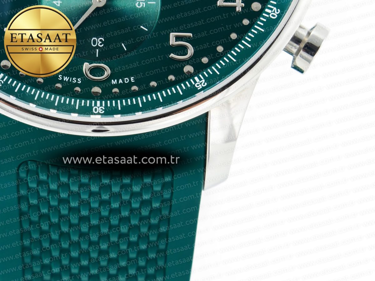 IWC Portuguese Chrono IW3716 Z+F 1:1 Best Edition Green Dial on Green Rubber Strap A69355 - Görsel 14