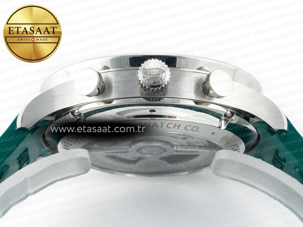 IWC Portuguese Chrono IW3716 Z+F 1:1 Best Edition Green Dial on Green Rubber Strap A69355 - Görsel 16