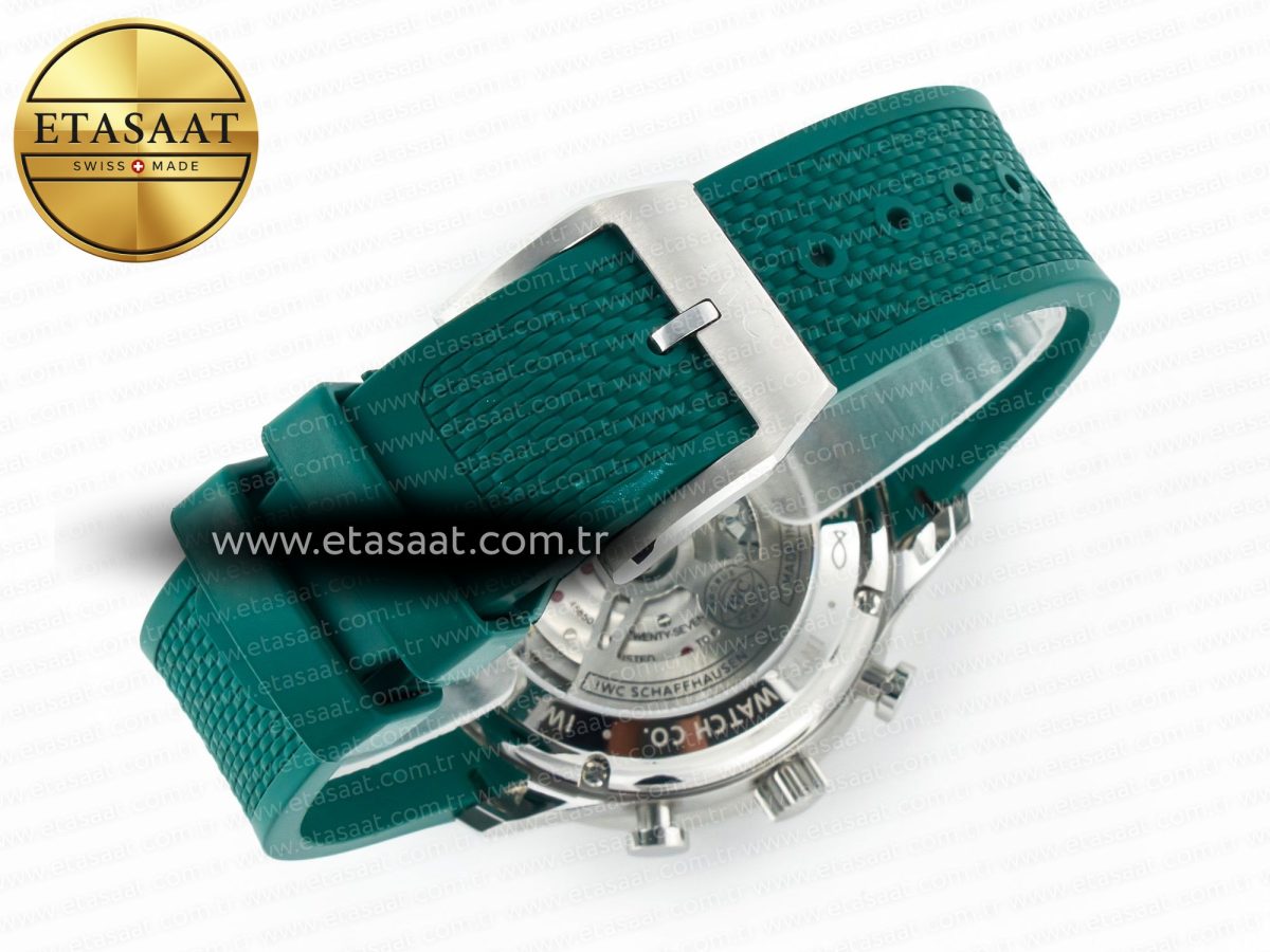 IWC Portuguese Chrono IW3716 Z+F 1:1 Best Edition Green Dial on Green Rubber Strap A69355 - Görsel 17