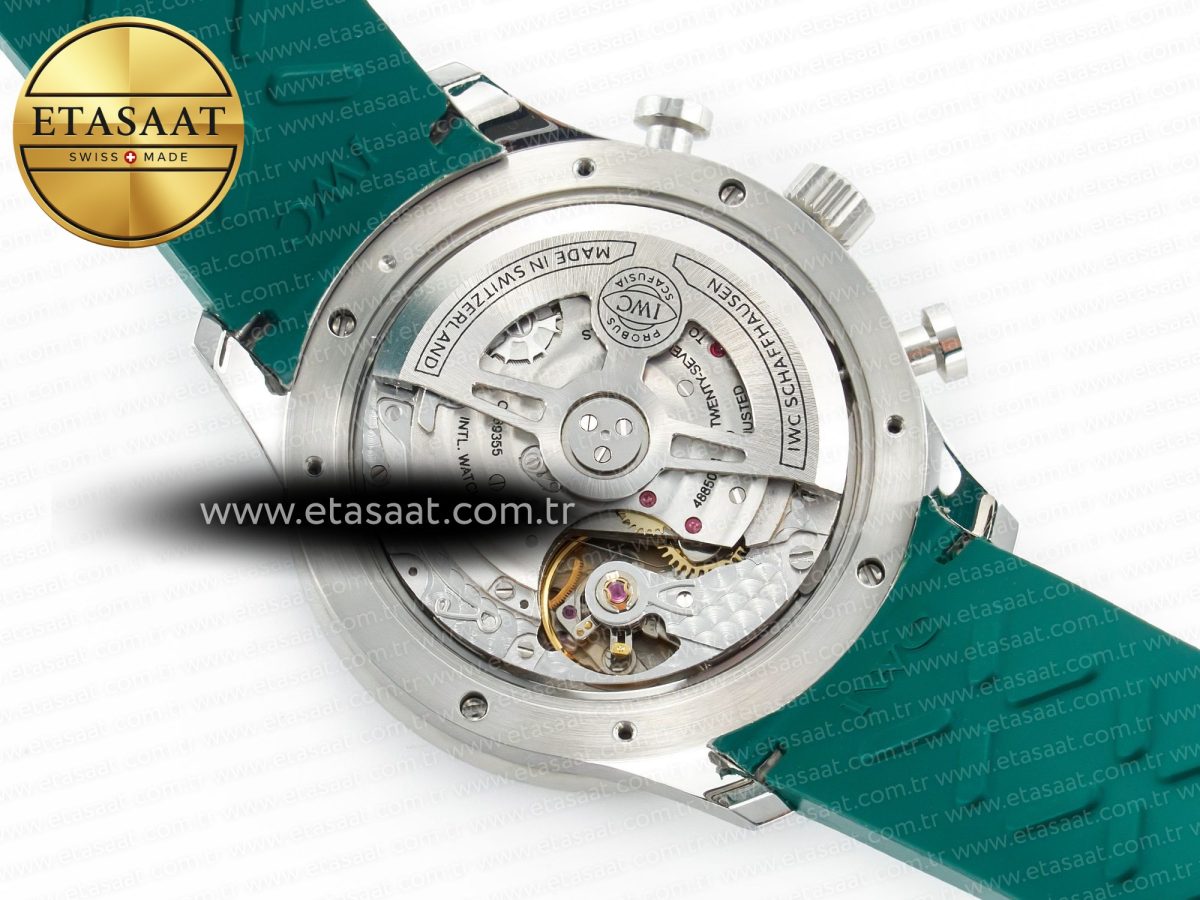 IWC Portuguese Chrono IW3716 Z+F 1:1 Best Edition Green Dial on Green Rubber Strap A69355 - Görsel 19