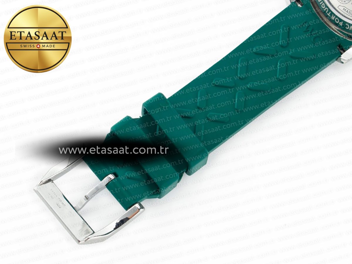 IWC Portuguese Chrono IW3716 Z+F 1:1 Best Edition Green Dial on Green Rubber Strap A69355 - Görsel 29