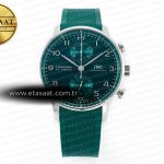 IWC Portuguese Kronograf IW3716 Z+F Yeşil Kadran A69355 Eta Saat - Görsel 3 - 1:1 Süper Klon Saat