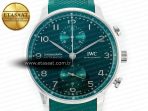 IWC Portuguese Chrono IW3716 Z+F 1:1 Best Edition Green Dial on Green Rubber Strap A69355 - Görsel 4
