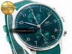 IWC Portuguese Chrono IW3716 Z+F 1:1 Best Edition Green Dial on Green Rubber Strap A69355 - Görsel 5