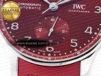 IWC Portuguese Chrono IW3716 Z+F 1:1 Best Edition Red Dial on Red Rubber Strap A69355 - Görsel 12