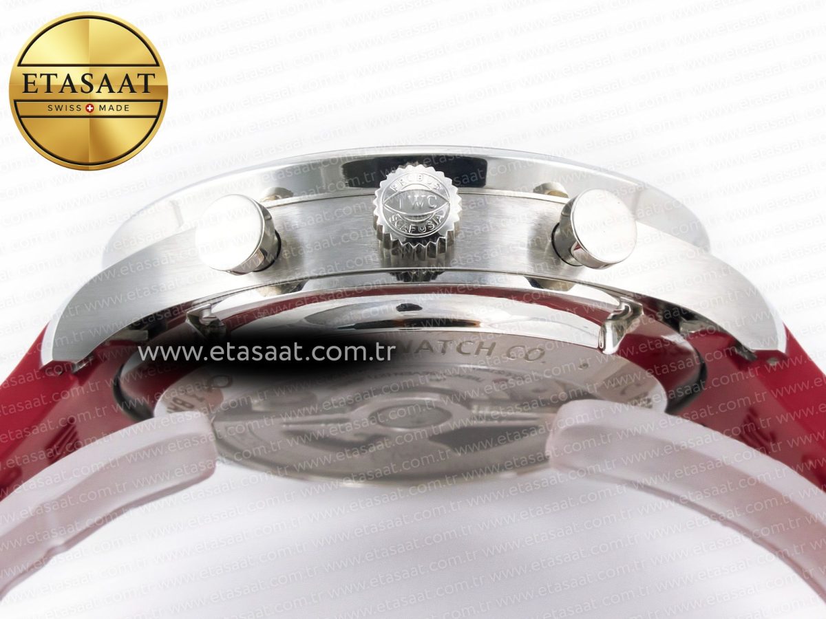 IWC Portuguese Chrono IW3716 Z+F 1:1 Best Edition Red Dial on Red Rubber Strap A69355 - Görsel 15
