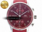 IWC Portuguese Chrono IW3716 Z+F 1:1 Best Edition Red Dial on Red Rubber Strap A69355 - Görsel 4