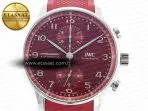 IWC Portuguese Chrono IW3716 Z+F 1:1 Best Edition Red Dial on Red Rubber Strap A69355 - Görsel 4