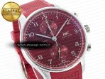 IWC Portuguese Chrono IW3716 Z+F 1:1 Best Edition Red Dial on Red Rubber Strap A69355 - Görsel 5