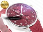 IWC Portuguese Chrono IW3716 Z+F 1:1 Best Edition Red Dial on Red Rubber Strap A69355 - Görsel 6