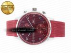 IWC Portuguese Chrono IW3716 Z+F 1:1 Best Edition Red Dial on Red Rubber Strap A69355 - Görsel 9