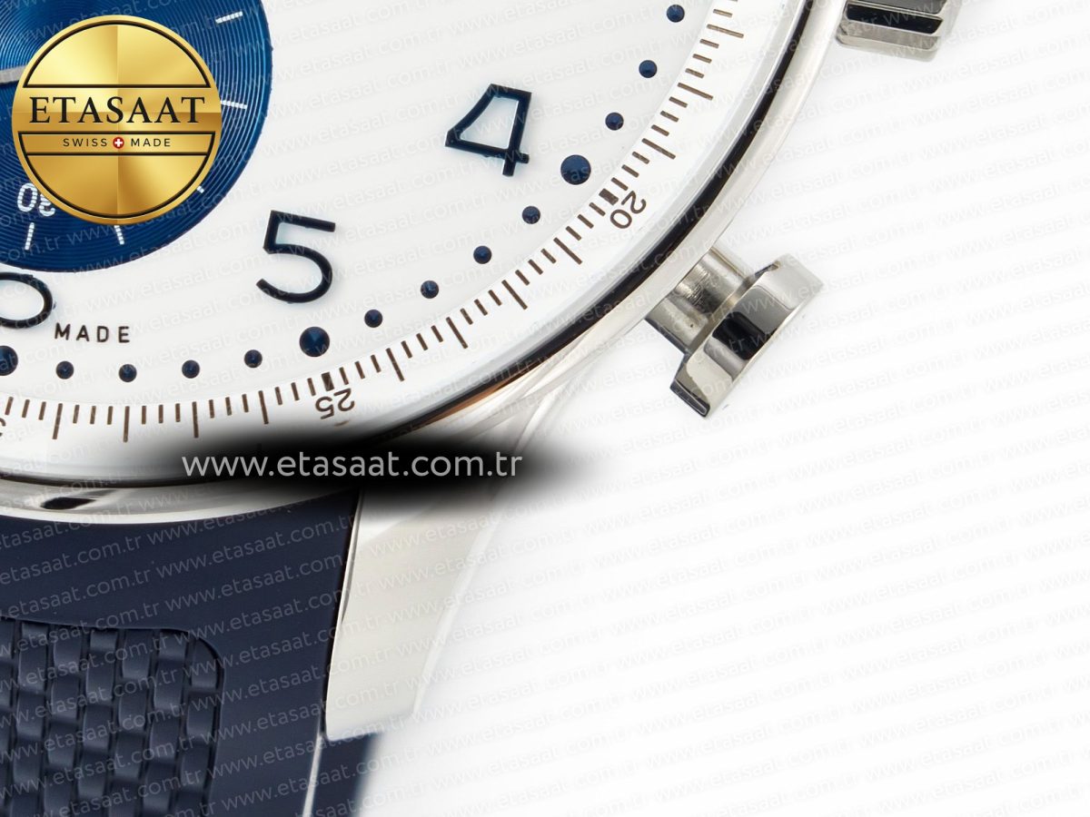 IWC Portuguese Chrono IW3716 Z+F 1:1 Best Edition White/Blue Dial on Blue Rubber Strap A69355 - Görsel 13