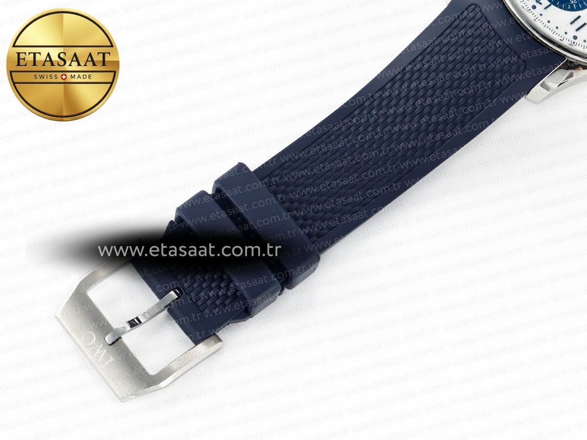 IWC Portuguese Chrono IW3716 Z+F 1:1 Best Edition White/Blue Dial on Blue Rubber Strap A69355 - Görsel 26