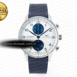 IWC Portuguese Krono IW3716 Z+F Beyaz/Mavi Kadran A69355 Eta Saat - Görsel 3 - 1:1 Süper Klon Saat