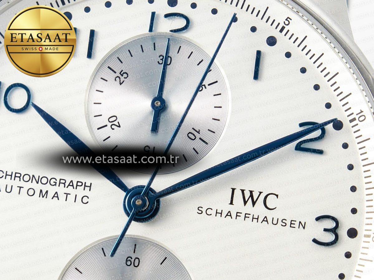 IWC Portuguese Chrono IW3716 Z+F 1:1 Best Edition White Dial on Black Rubber Strap A69355 - Görsel 10