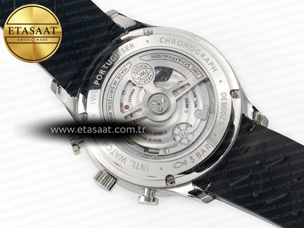 IWC Portuguese Chrono IW3716 Z+F 1:1 Best Edition White Dial on Black Rubber Strap A69355 - Görsel 17
