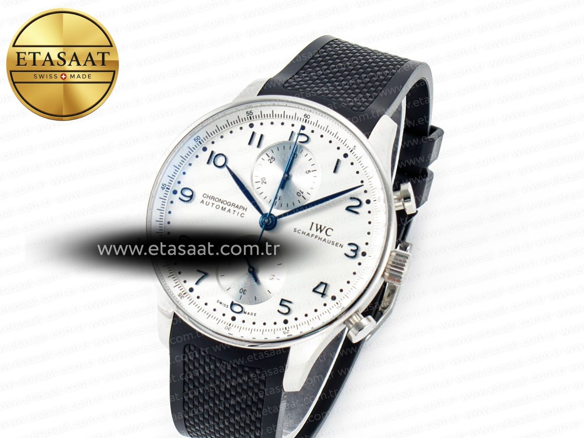 IWC Portuguese Chrono IW3716 Z+F 1:1 Best Edition White Dial on Black Rubber Strap A69355 - Görsel 2