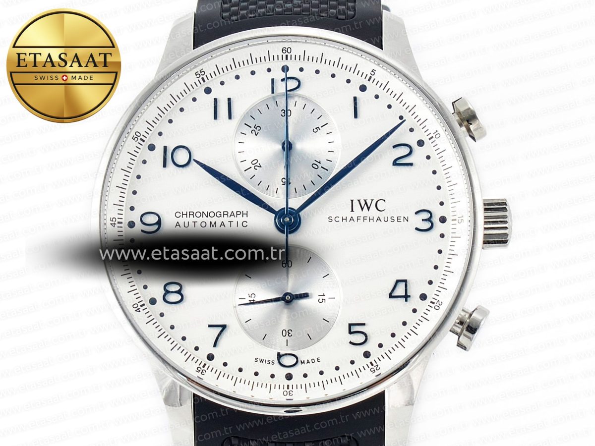 IWC Portuguese Chrono IW3716 Z+F 1:1 Best Edition White Dial on Black Rubber Strap A69355 - Görsel 4