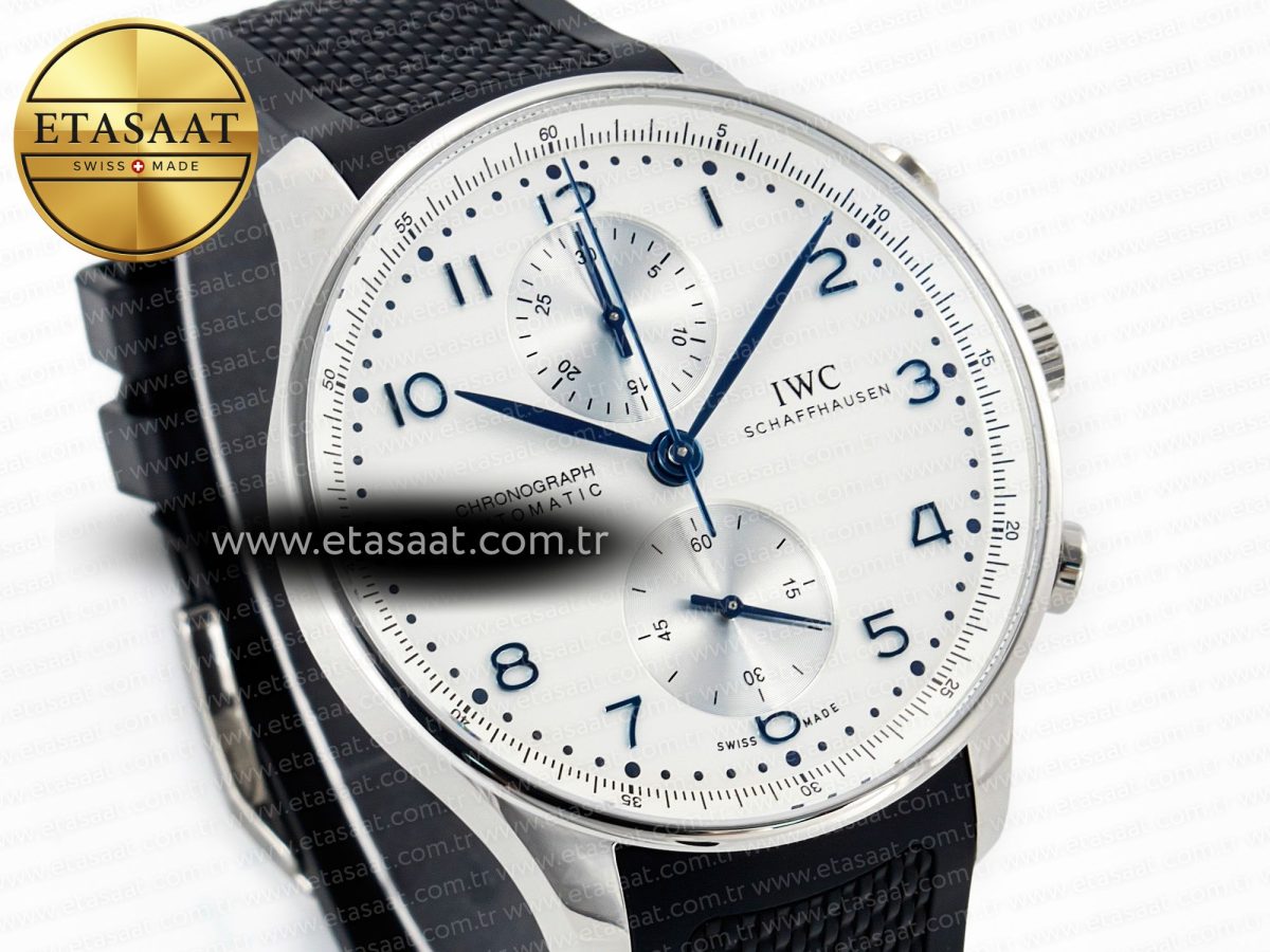 IWC Portuguese Chrono IW3716 Z+F 1:1 Best Edition White Dial on Black Rubber Strap A69355 - Görsel 5