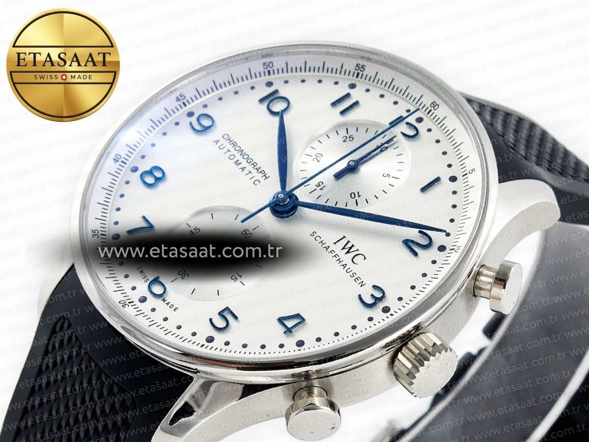 IWC Portuguese Chrono IW3716 Z+F 1:1 Best Edition White Dial on Black Rubber Strap A69355 - Görsel 6