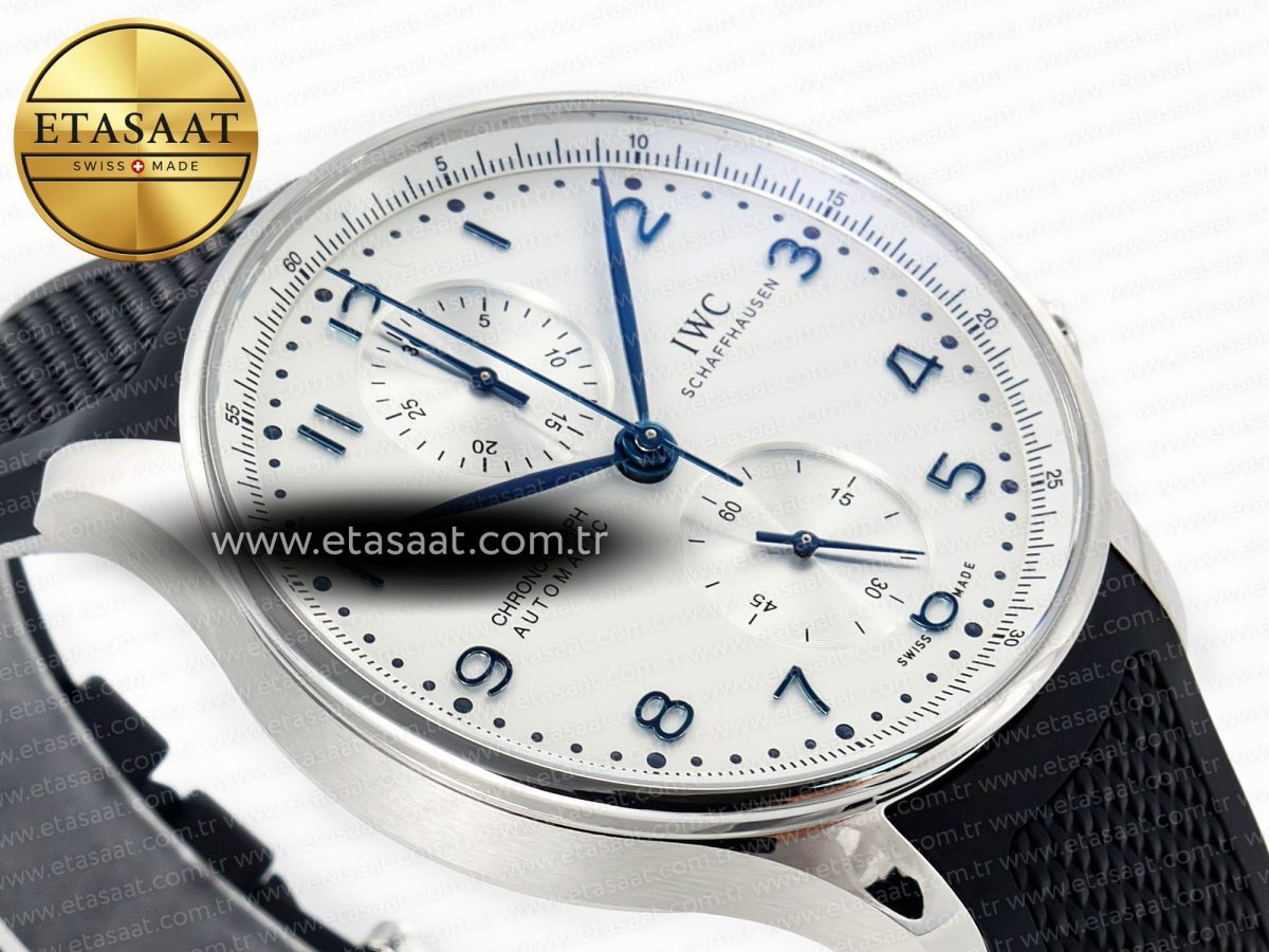 IWC Portuguese Chrono IW3716 Z+F 1:1 Best Edition White Dial on Black Rubber Strap A69355 - Görsel 7