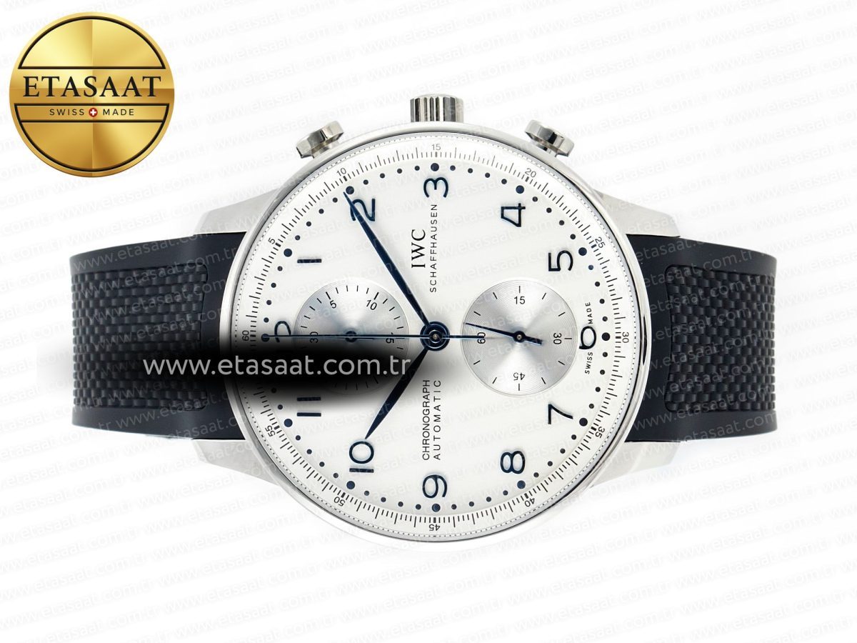 IWC Portuguese Chrono IW3716 Z+F 1:1 Best Edition White Dial on Black Rubber Strap A69355 - Görsel 9