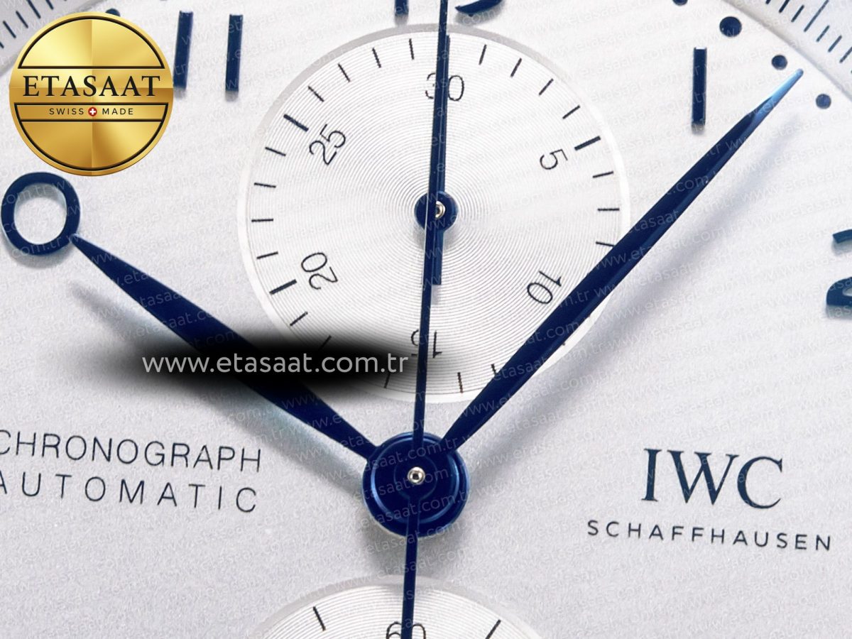IWC Portuguese Chrono IW371605 ZF 1:1 Best Edition White Dial on Blue Leather Strap A69355 - Görsel 11