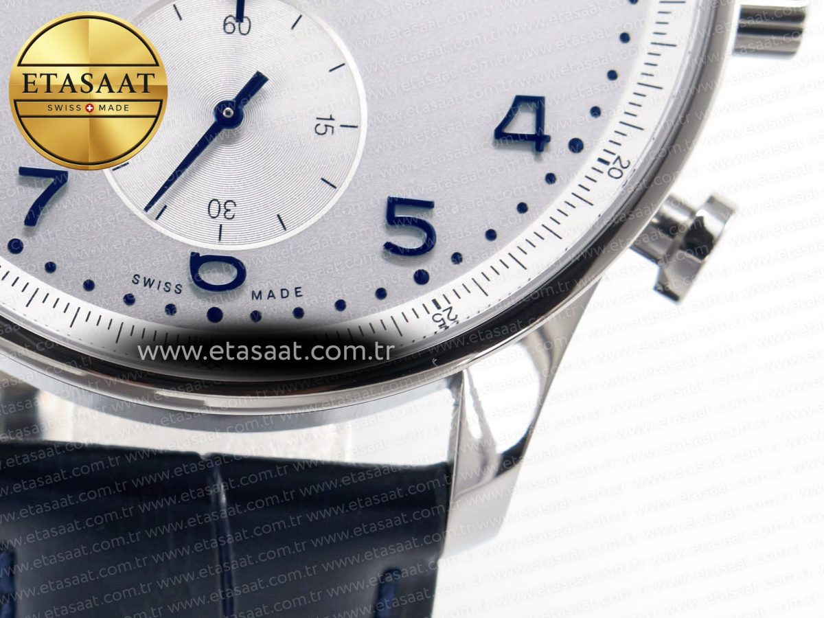 IWC Portuguese Chrono IW371605 ZF 1:1 Best Edition White Dial on Blue Leather Strap A69355 - Görsel 14