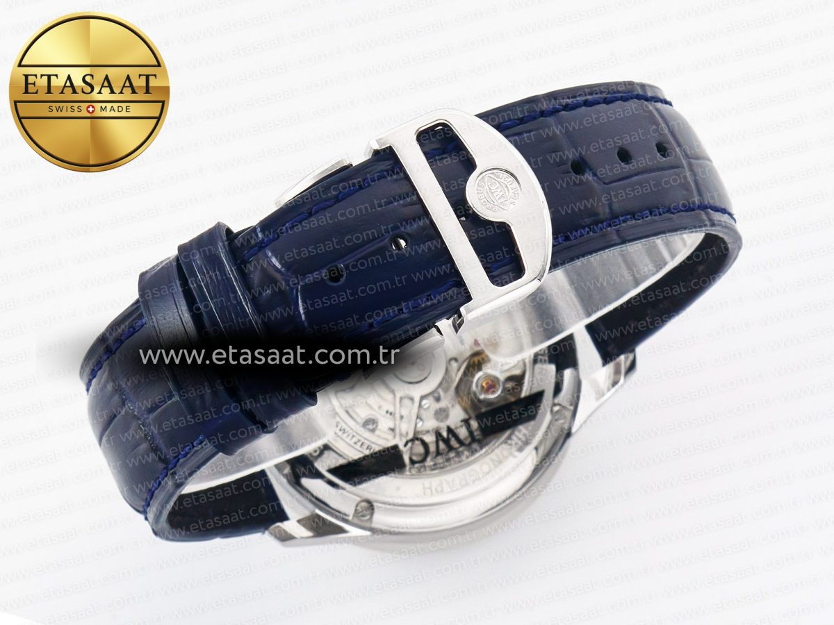 IWC Portuguese Chrono IW371605 ZF 1:1 Best Edition White Dial on Blue Leather Strap A69355 - Görsel 17