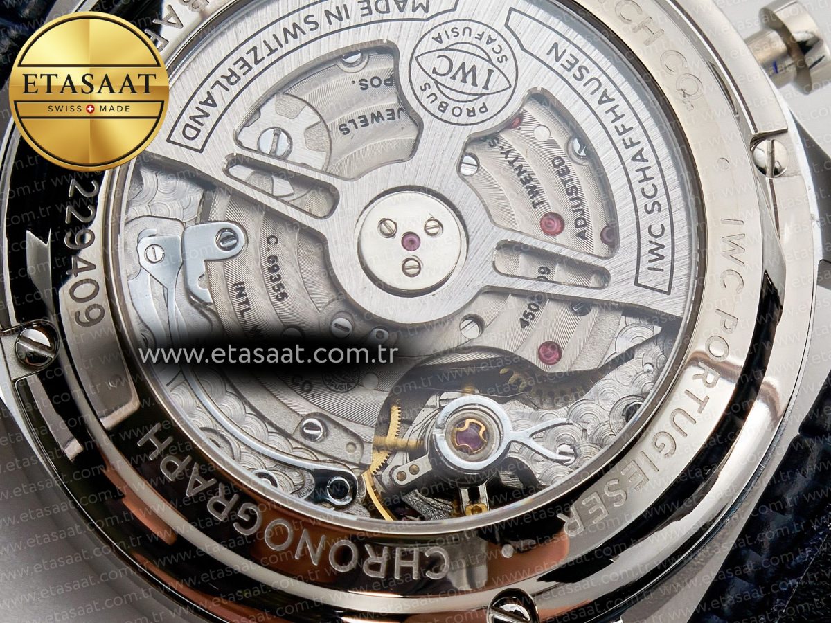IWC Portuguese Chrono IW371605 ZF 1:1 Best Edition White Dial on Blue Leather Strap A69355 - Görsel 20