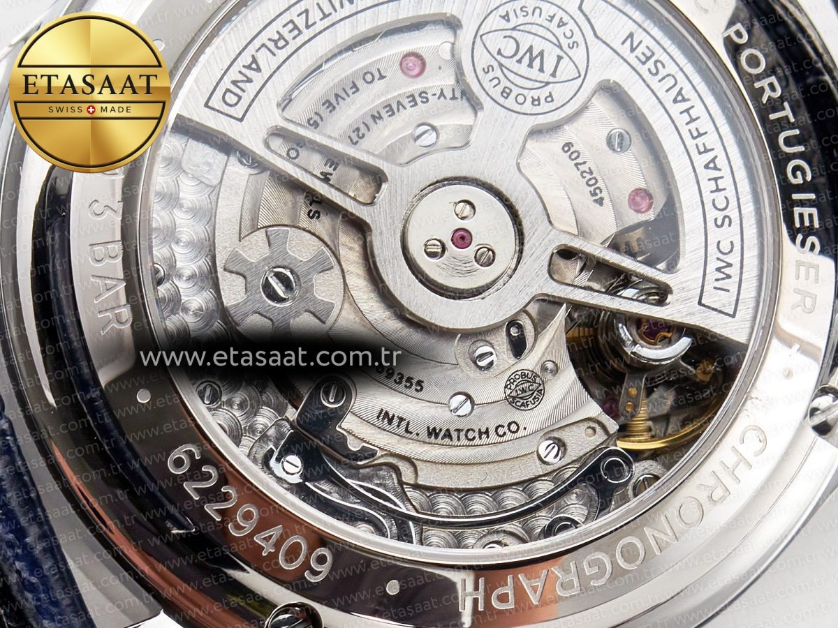 IWC Portuguese Chrono IW371605 ZF 1:1 Best Edition White Dial on Blue Leather Strap A69355 - Görsel 21