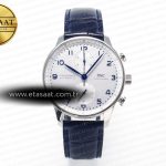 IWC Portuguese Krono IW371605 ZF Beyaz Kadran Mavi A69355 Eta Saat - Görsel 3 - 1:1 Süper Klon Saat