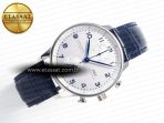 IWC Portuguese Chrono IW371605 ZF 1:1 Best Edition White Dial on Blue Leather Strap A69355 - Görsel 8