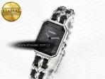 Chanel Ppremière Iconic Chain Watch SS BVF 1:1 Best Edition Black Dial on Chain Bracelet RONDA Quartz