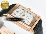 Jaeger Lecoultre Reverso Classic Duoface Small Seconds RG MGF Best Edition White Guilloché Dial on Black Leather Strap A854A - Görsel 11