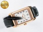 Jaeger Lecoultre Reverso Classic Duoface Small Seconds RG MGF Best Edition White Guilloché Dial on Black Leather Strap A854A - Görsel 12